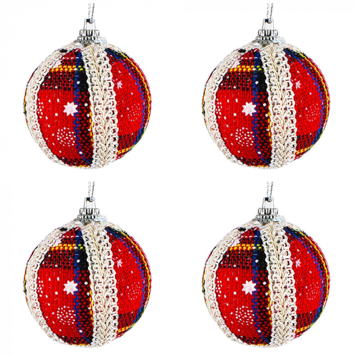 GLOBURI POM CRACIUN, 6 CM, 4 BUC/SET A2020-70 [1]