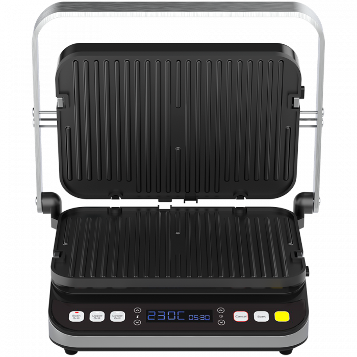 AENO ''Electric Grill EG1: 2000W, 3 heating modes - Upper Grill, Lower Grill, Both Grills Defrost, Max opening angle -180°, Temperature regulation, Timer, Removable double-sided plates, Plate size 320 [3]