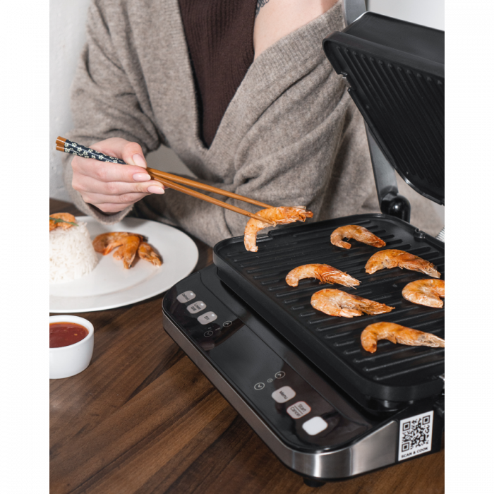 AENO ''Electric Grill EG5: 2000W, 2 heating modes - Lower Grill, Both Grills, 6 preset programs, Defrost, Max opening angle -180°, Temperature regulation, Timer, Removable double-sided plates, Plate s [9]