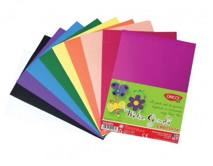 HARTIE GUMATA EMBOSATA 20X30 CM 10 COLI 10 CUL. DACO HG403 [1]