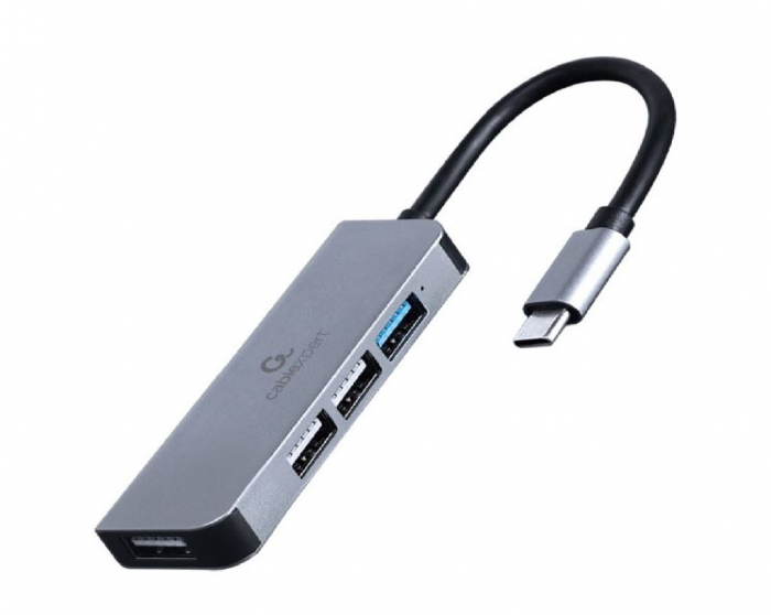 HUB extern GEMBIRD, porturi USB: USB 3.1 x 1, USB 2.0 x 3, conectare prin USB Type-C, argintiu [1]