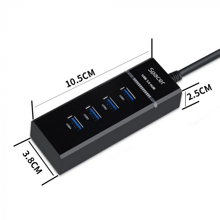 HUB extern cu 4 porturi USB 3.0, negru, Spacer [2]