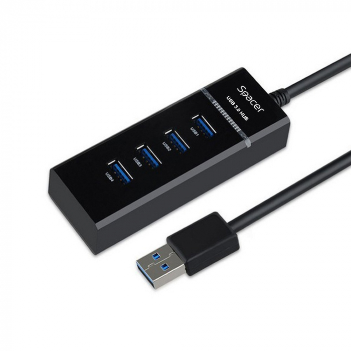 HUB extern cu 4 porturi USB 3.0, negru, Spacer [1]