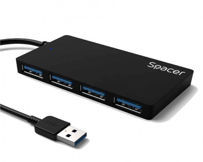 HUB extern SPACER, porturi USB: USB 3.0 x 4, conectare prin USB 3.0, negru, "SPH-332" 45504832 (include TV [1]