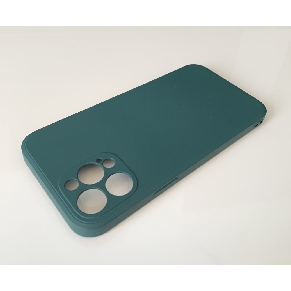 Husa din silicon cu protectie la camere si microfibra pe interior, compatibila cu iPhone 12 Pro Max / Verde inchis [7]