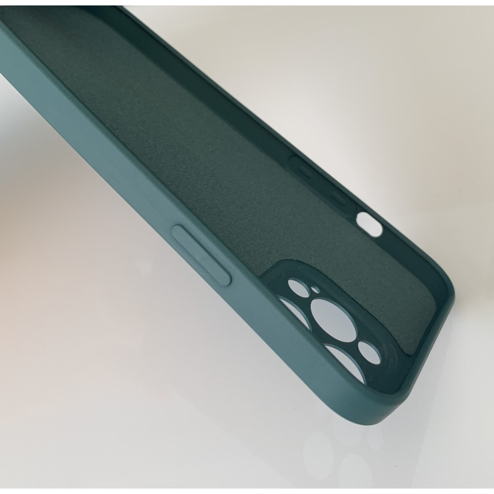 Husa din silicon cu protectie la camere si microfibra pe interior, compatibila cu iPhone 12 Pro Max / Verde inchis [5]