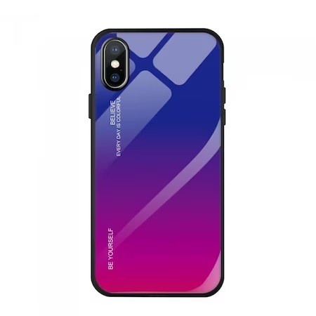 Husa Gradient Glass, iPhone XS Max, Tempered Glass, Roz/Mov [1]