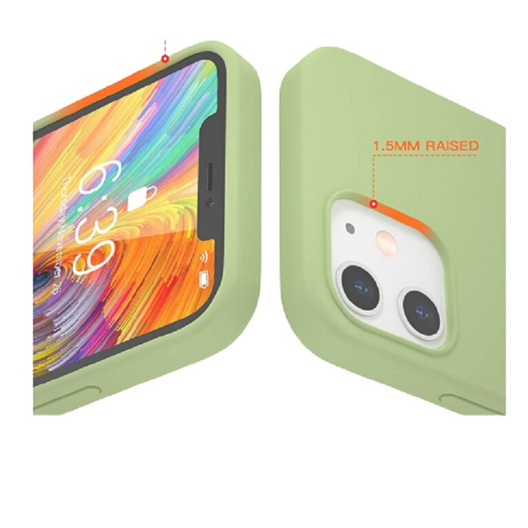 Husa silicon antisoc cu microfibra in interior compatibila cu Iphone 12, Verde [2]