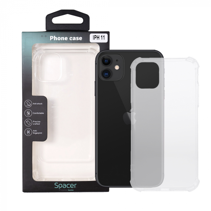 Husa SPPC-AP-IP11-CLR Spacer pentru Iphone 11, grosime 1.5mm, colturi antisoc, material flexibil TPU, Transparenta [1]