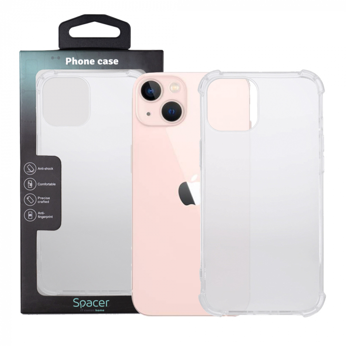 Husa SPPC-AP-IP13-CLR Spacer pentru Iphone 13, grosime 1.5mm, colturi antisoc, material flexibil TPU, Transparenta [1]
