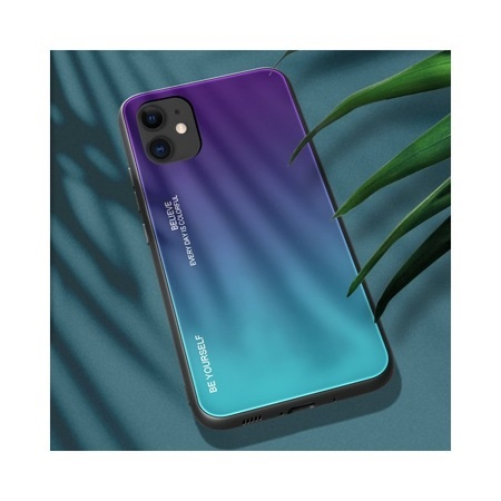 Husa Spate Upzz Gradient Glass Pentru iPhone 12 Mini, Spate Sticla Rezistenta , Verde Mov [3]