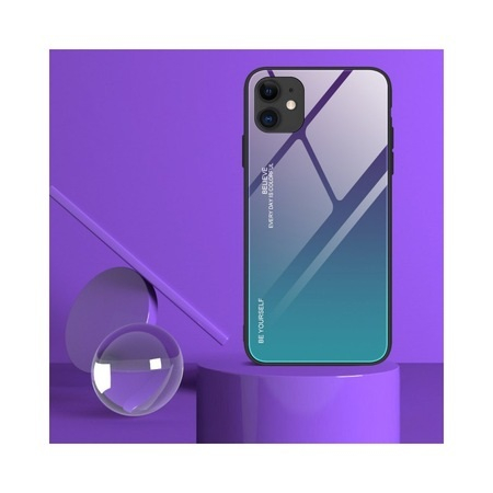 Husa Spate Upzz Gradient Glass Pentru iPhone 12 Mini, Spate Sticla Rezistenta , Verde Mov [2]