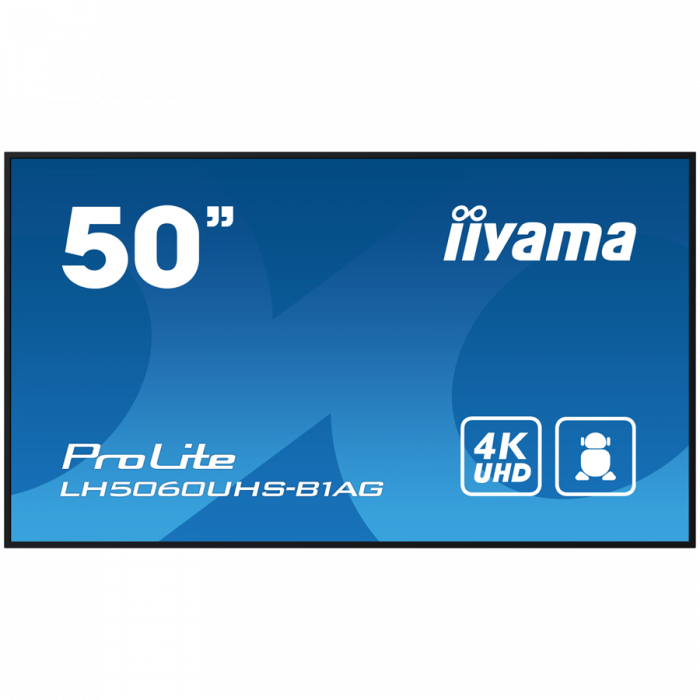 IIYAMA LFD LH5060UHS-B1AG 50" 4K UHD professional digital signage 3840x2160 16:9 500 cd/m² 1200:1 8ms Android 11 OS, iiSignage², FailOver, EShare landscape, portrait [1]