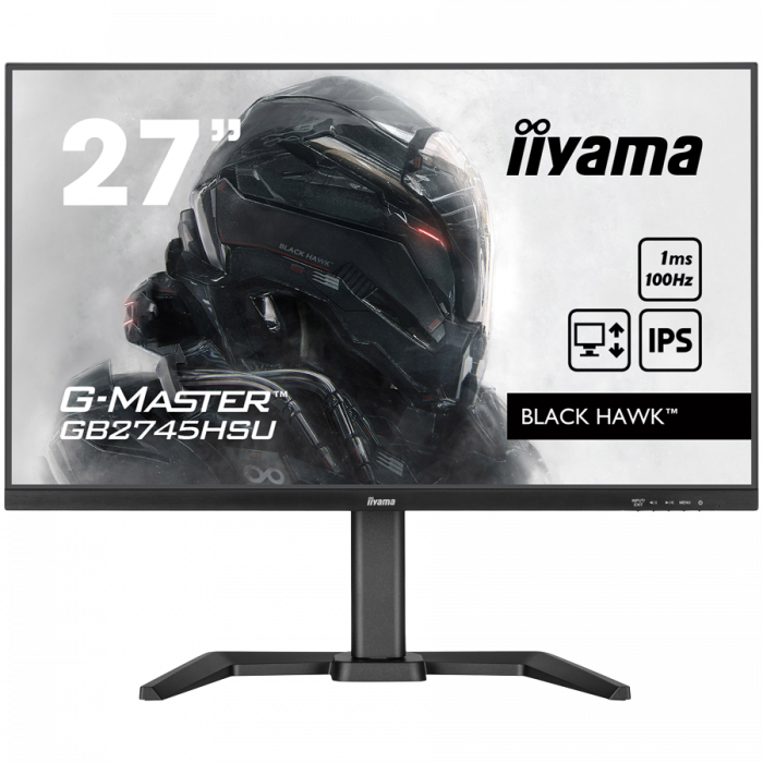 IIYAMA Monitor GB2745HSU-B2 27" IPS 1920x1080 100Hz 300 cd/m² 1ms 1300:1 HDMI DP USB Hub Full Ergo 3y [1]