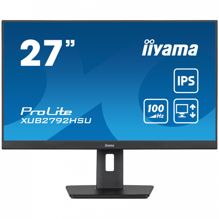 IIYAMA Monitor LED XUB2792HSU-B6 27" IPS Slim-line 1920 x 1080 @100Hz 250 cd/m² 1300:1 0.4ms HDMI DP 4x USB 3.2 HDCP height, swivel, tilt, pivot (rotation both sides) 3y [1]