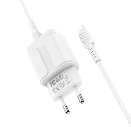 Incatcator retea Borofone A37A, 2XUSB + cablu Lightning, Alb [1]