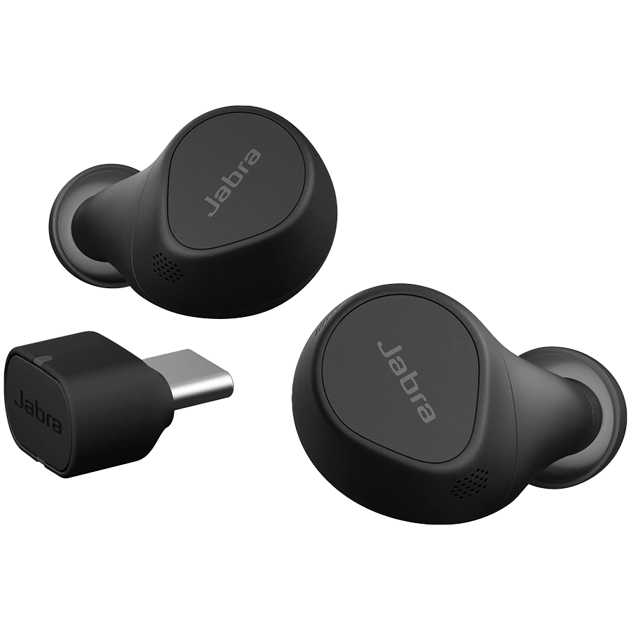 JABRA EVOLVE2 Buds MS, Cradle USB-C MS, Link 380 BT adapter USB-C MS, 30 cm USB-C to USB-A cable, Ear gels, USB-A to USB-C adapter, warranty [2]