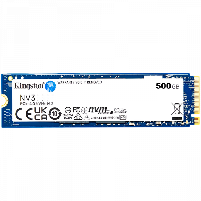 Kingston 500GB NV3 SSD M.2 2230 PCIe 4.0 NVMe, Read: 5,000/ Write: 3,000MB/s [1]