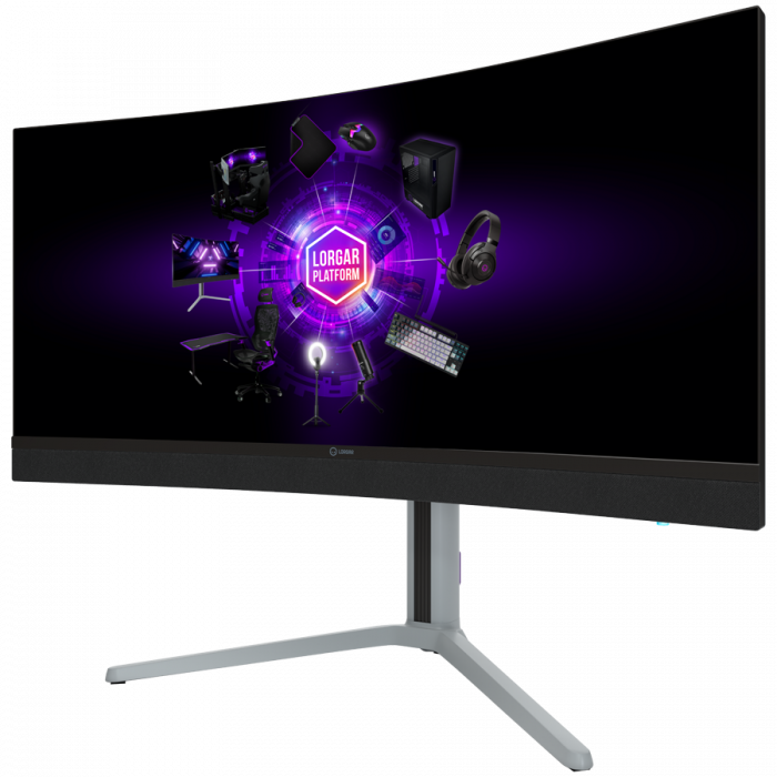 LORGAR 34MP1, UWQHD MiniLED Gaming Monitor Pro, 34'' (3440*1440) VA curve monitor, black/milky grey [3]
