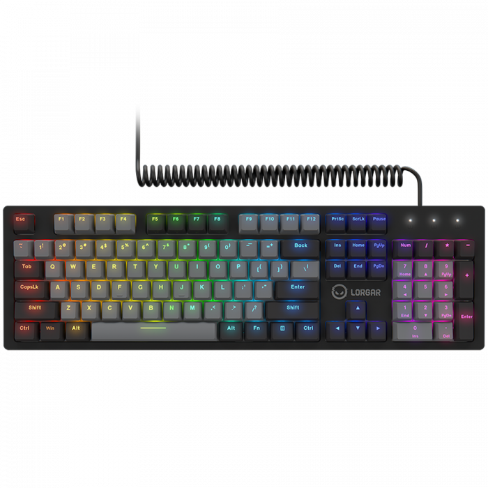 LORGAR Azar 514, Wired mechanical gaming keyboard, RGB backlight, 1680000 colour variations, 18 modes, keys number: 104, 50M clicks, linear dream switches, spring cable up to 3.4m, ABS plastic+metal,  [1]