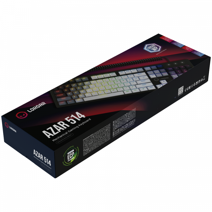 LORGAR Azar 514, Wired mechanical gaming keyboard, RGB backlight, 1680000 colour variations, 18 modes, keys number: 104, 50M clicks, linear dream switches, spring cable up to 3.4m, ABS plastic+metal,  [8]