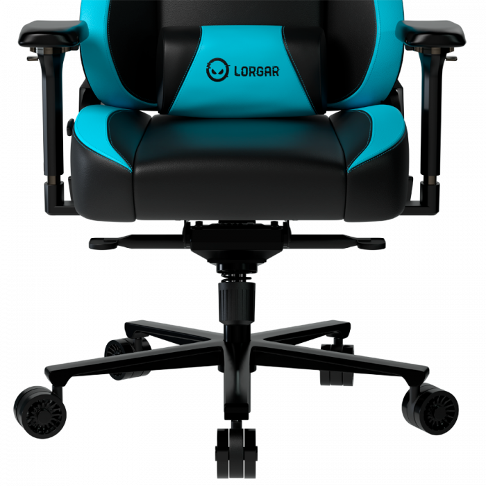 LORGAR Base 311, Gaming chair, PU eco-leather, 1.8 mm metal frame, multiblock mechanism, 4D armrests, 5 Star aluminium base, Class-4 gas lift, 75mm PU casters, Black + blue [6]