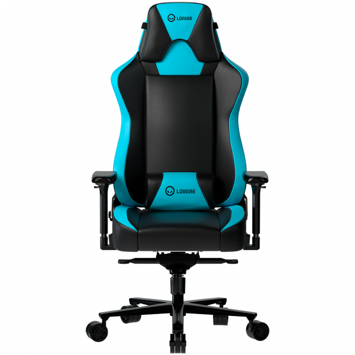 LORGAR Base 311, Gaming chair, PU eco-leather, 1.8 mm metal frame, multiblock mechanism, 4D armrests, 5 Star aluminium base, Class-4 gas lift, 75mm PU casters, Black + blue [1]