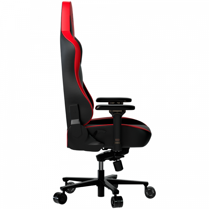 LORGAR Base 311, Gaming chair, PU eco-leather, 1.8 mm metal frame, multiblock mechanism, 4D armrests, 5 Star aluminium base, Class-4 gas lift, 75mm PU casters, Black + red [3]