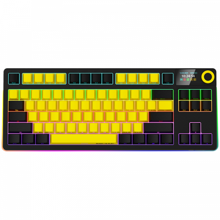 LORGAR KBP70TKLW, Wireless TKL Mechanical Gaming Keyboard Pro, Black/yellow, EN layout [1]