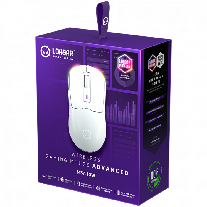 LORGAR MSA10W, Wireless Gaming Mouse Advanced, white [8]