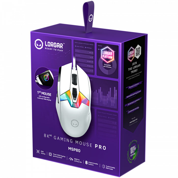 LORGAR MSP80, 8000 Hz Gaming Mouse Pro, White [8]