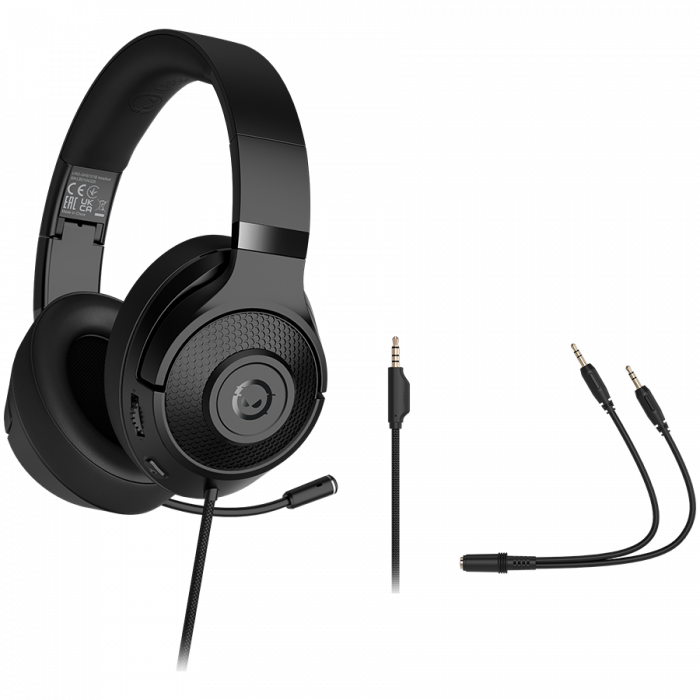 LORGAR Noah 101, Gaming headset with microphone, 3.5mm jack connection, cable length 2m, foldable design, PU leather ear pads, size: 185*195*80mm, 0.245kg, black [5]