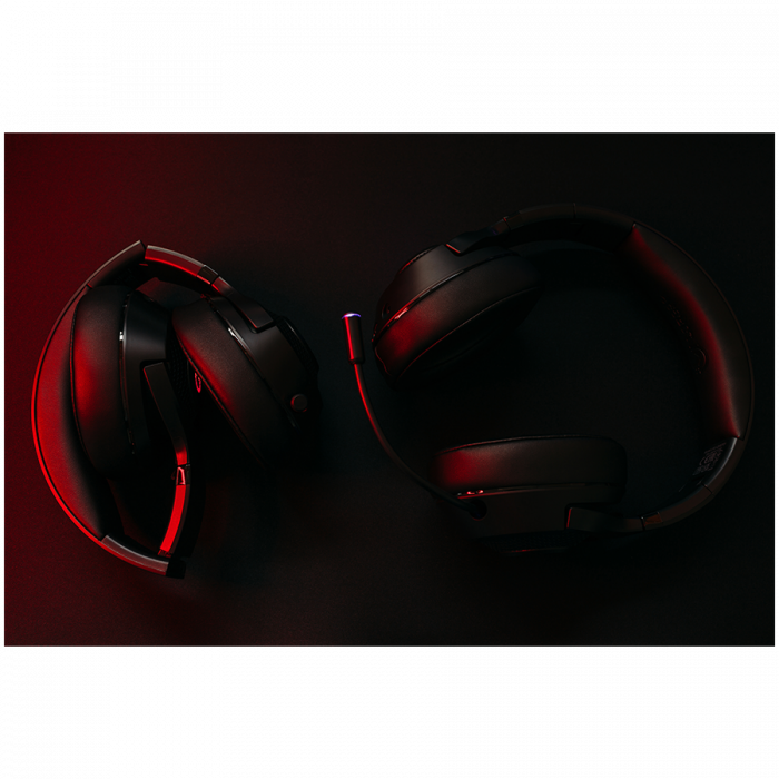 LORGAR Noah 701, gaming headset with microphone, 2.4GHz USB dongle + BT 5.1 Realtek 8763, battery 1000mAh, type-C charging cable 0.8m, audio cable 1.5m, size:195*185*80mm, 0.28kg. Black [6]
