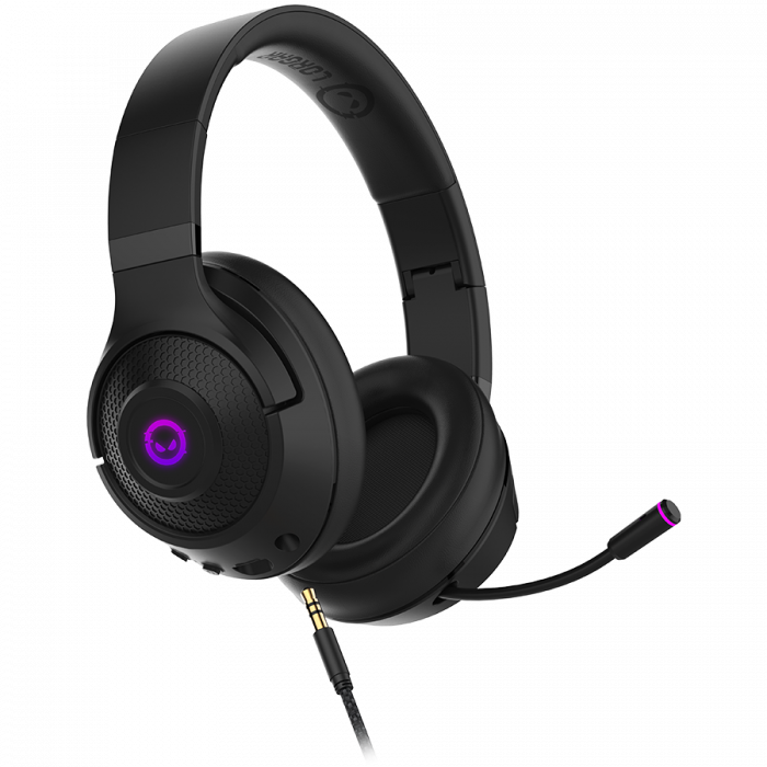 LORGAR Noah 701, gaming headset with microphone, 2.4GHz USB dongle + BT 5.1 Realtek 8763, battery 1000mAh, type-C charging cable 0.8m, audio cable 1.5m, size:195*185*80mm, 0.28kg. Black [1]