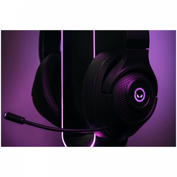 LORGAR Noah 701, gaming headset with microphone, 2.4GHz USB dongle + BT 5.1 Realtek 8763, battery 1000mAh, type-C charging cable 0.8m, audio cable 1.5m, size:195*185*80mm, 0.28kg. Black [11]