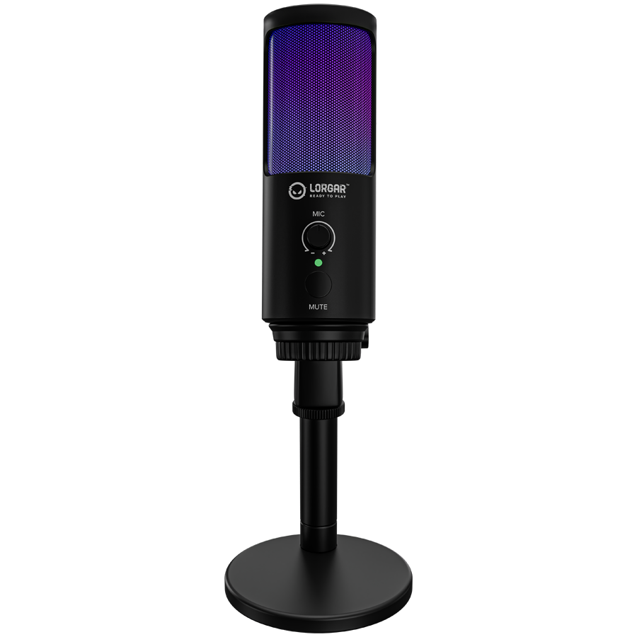 LORGAR SMP40, RGB Microphone with external mute button and metal stand, Black [4]