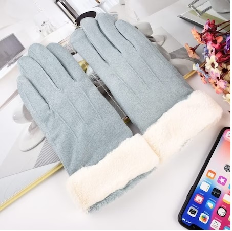 Manusi Touchscreen, Cu Blana, Winter Gloves, Albastru [3]