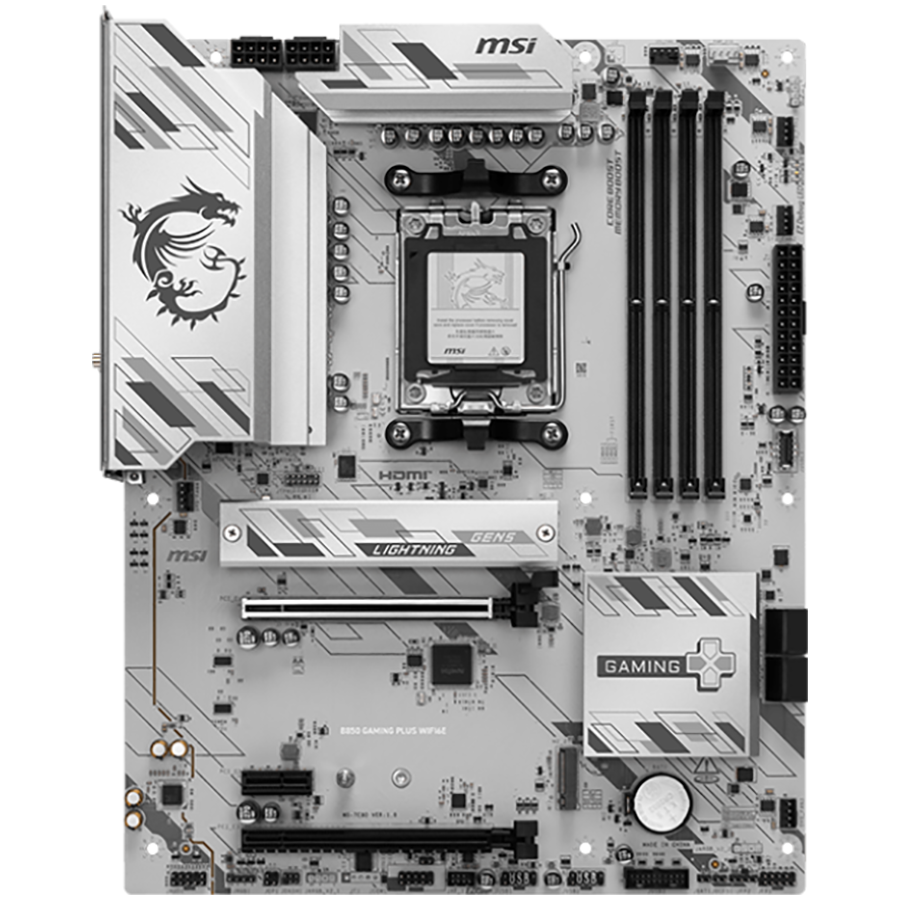 MSI B850 GAMING PLUS WIFI6E, ATX, Socket AM5, 4x DDR5 Dual Channel up to 8200(OC)MHz, 2x PCIe x16 slot, 2x M.2 slot, 4x USB 5Gbps, 3x USB 10Gbps, 1x USB 10Gbps Type-C, HDMI, DP, 7.1 HD Audio, 2.5G LAN [2]