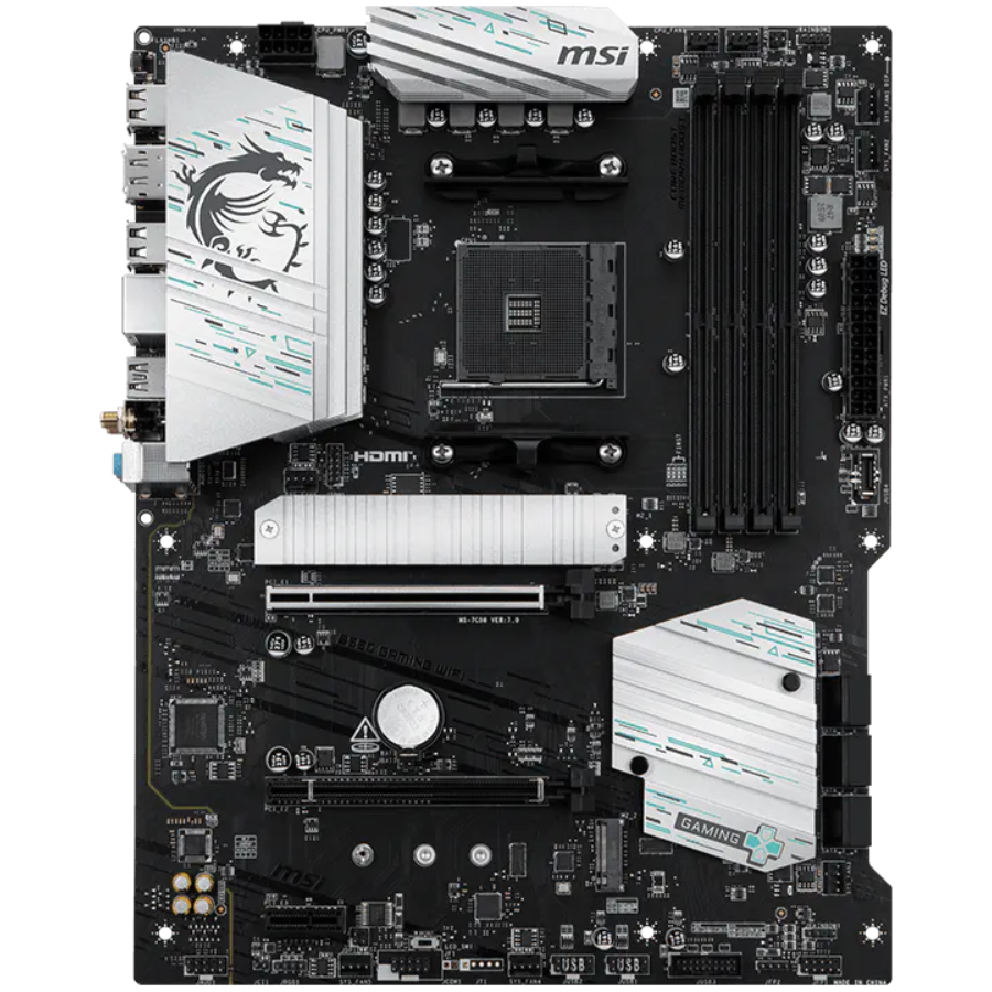 MSI Mainboard Desktop B550 GAMING WIFI (AM4, 4xDDR4, 1xHDMI, 1xDP, 2xPCI-E x16 slot, 1xPCI-E x1 slot, 2xM.2, 6xSATA 6G, GLAN, Wi-Fi 5 Solution, BT 5.0) ATX [2]