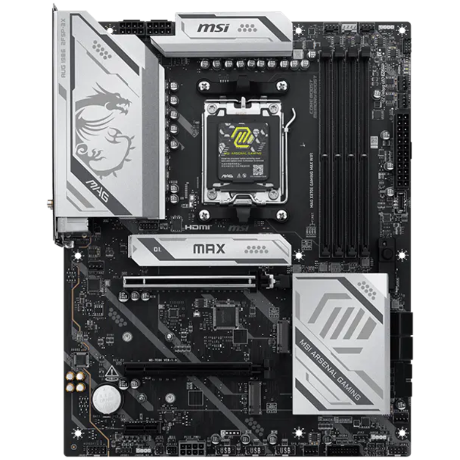 MSI Mainboard Desktop MAG X870E GAMING MAX WIFI (AM5, 4xDDR5, 1xHDMI, 1xType-C DP, 2xPCI-E x16 slot, 1xPCI-E x1 slot, 3xM.2, 4xSATA 6G, 5GLAN, Wi-Fi 7) ATX [2]