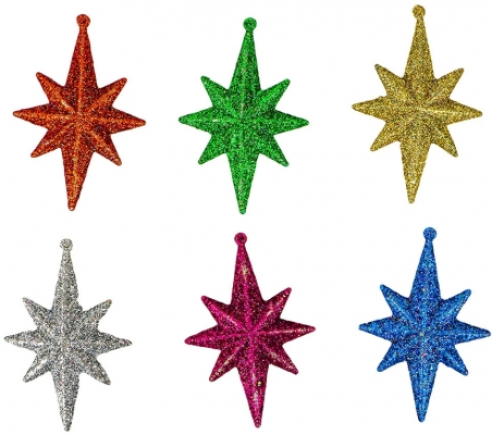 Ornament Craciun, model Stea, diverse culori, 6 buc/set [1]