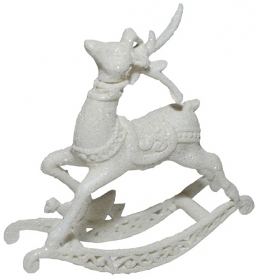 Ornament Craciun, ren alb cu sanie [1]