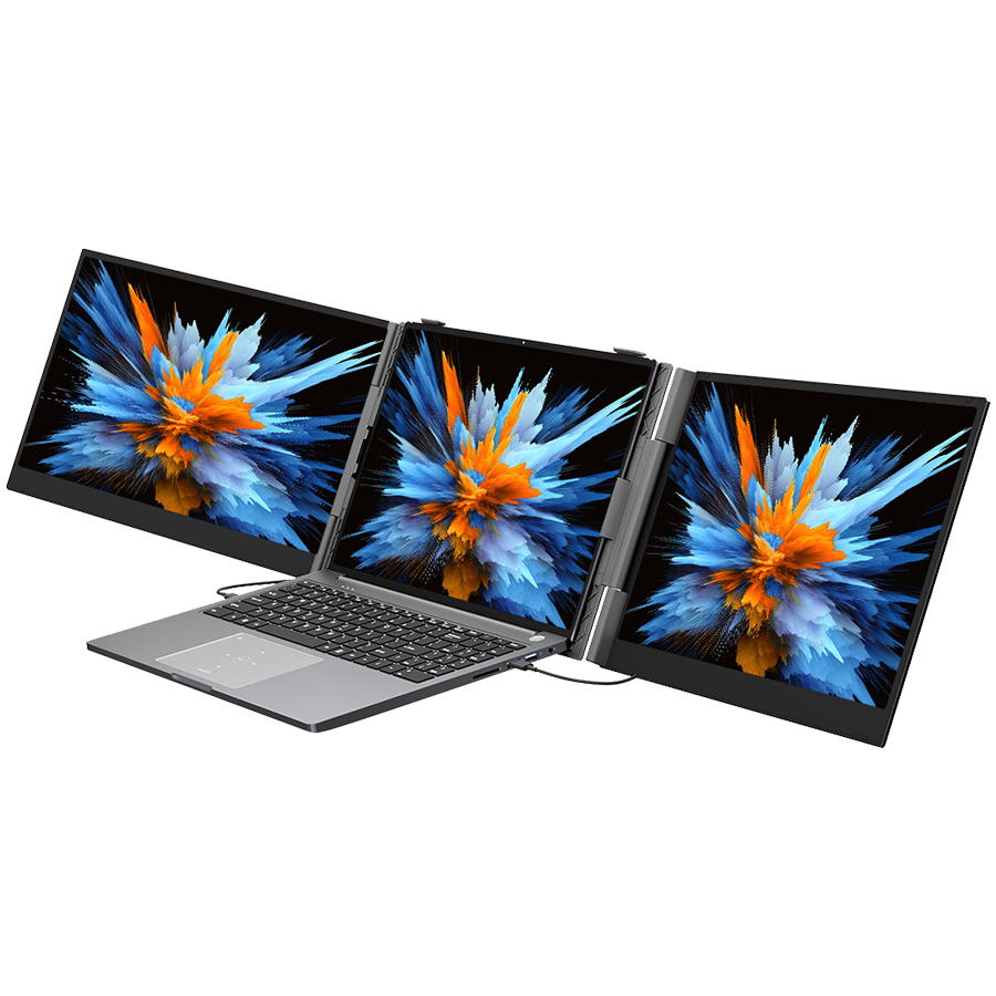 Portable monitor Blackview DCM6 Dual Screen 14inch 1920x1080 16:9 LCD 60Hz IPS 178 USB-C 3.1x3 for 13-17.3 inch laptops352.2x237.43x15.9mm Grey Black [2]
