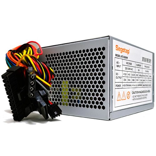 Power Supply Unit Segotep ATX-500W 500W PSU, 80 mm silent fan with automatic thermal control, 2 x SATA, 2 x Molex, 1 x Floppy, SCP/OCP/OVP, Passive PFC, bulk + power cord [2]
