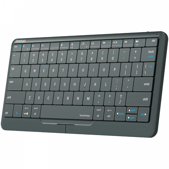 Prestigio Click&Touch 2, wireless multimedia smart keyboard with touchpad embedded into keys, auto-switch between keyboard and touchpad modes, touch multimedia sliders, left and right physical "mouse" [10]