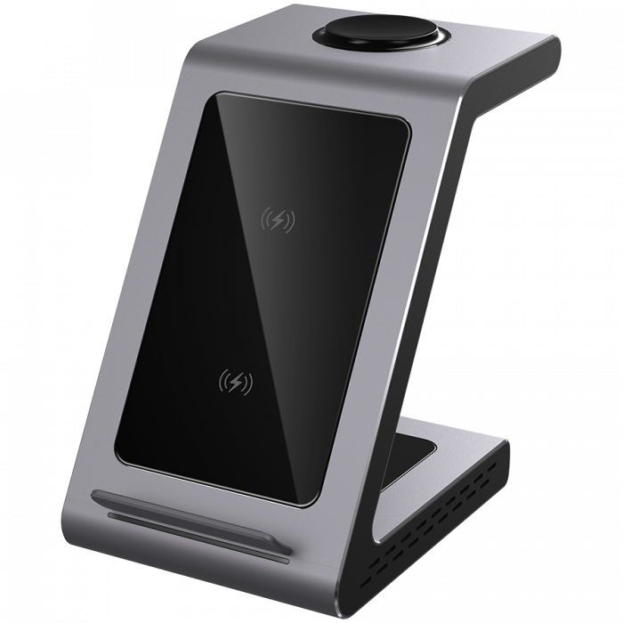 Prestigio ReVolt A9, 3-in-1 wireless charging station for Samsung smartphone, Galaxy Watch, Galaxy Buds and other Android devices, wireless output for phone 7.5W/10W, wireless output for earphones 5W, [1]