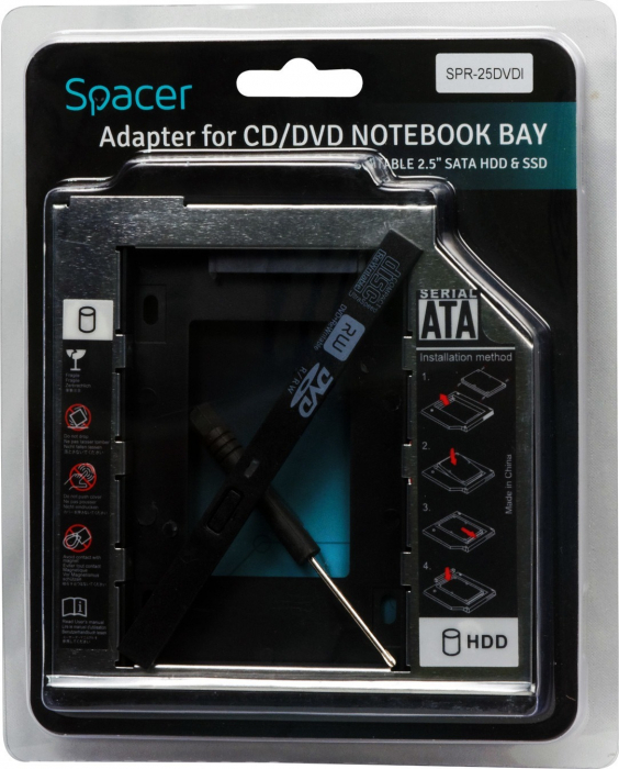 RACK INTERN LAPTOP CD TO HDD/SSD SPACER 9.5 MM SPR-25DVDN [3]