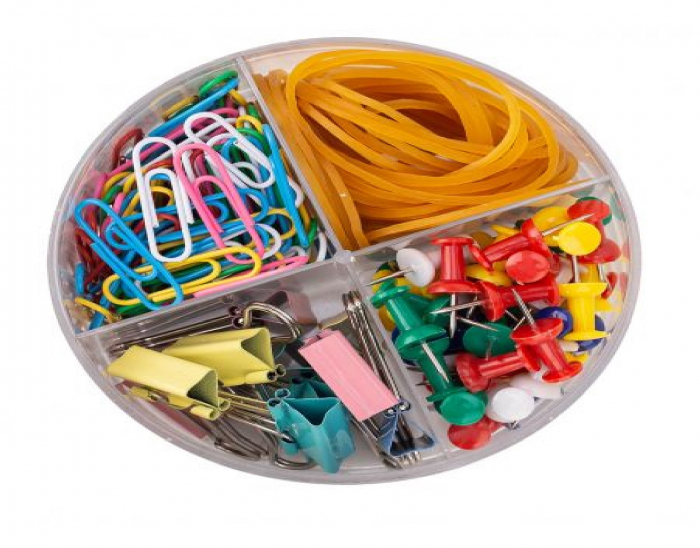 SET ACCESORII BIROU (AGRAFE, ELASTICE, CLIPSURI, ACE) DELI [1]