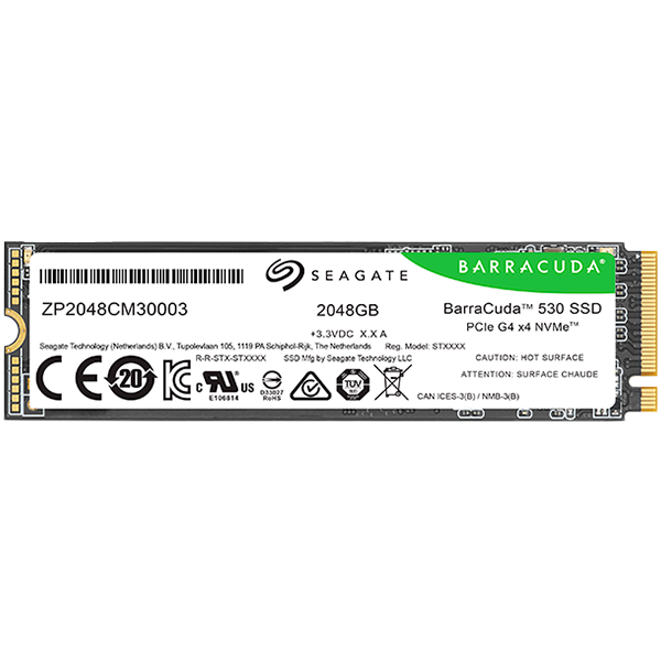 SSD SEAGATE BarraCuda 530 2.048TB M.2 2280-S2 PCIe Gen4 x4 NVMe 2.0, Read/Write: 7400/6400 MBps, TBW 1200 [1]