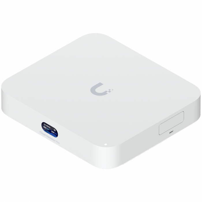 Ubiquiti UCG-MAX-EU Compact 2.5G Cloud Gateway with 30+ UniFi device / 300+ client support, 1.5 Gbps IPS routing, and selectable NVR storage, 1.5 Gbps routing with IDS/IPS, 512 GB NVMe SSD storage for [1]